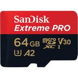 SanDisk 64 GB Minneskort & USB-minnen SanDisk Extreme Pro microSDXC Class 10 UHS-I U3 V30 A2 170/90MB/s 64GB +Adapter