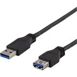 Rund - USB A-USB A - USB-kabel Kablar Deltaco USB A-USB A 3.1 (Gen.1) M-F 1m