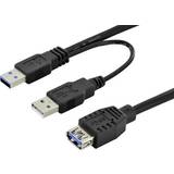 USB A-USB A - USB-kabel Kablar Digitus 2USB A-USB A M-F 3.0 0.3m