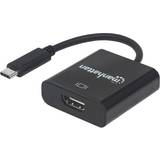 3.1 - HDMI-kablar - Rund Manhattan SuperSpeed+ USB C-HDMI M-F 0.1m