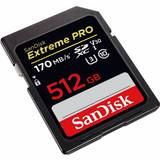 SanDisk 512 GB - U3 Minneskort SanDisk Extreme Pro SDXC Class 10 UHS-I U3 V30 170/90MB/s 512GB