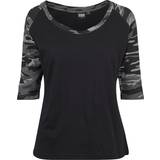Dam - Kamouflage T-shirts Urban Classics 3/4 Contrast Raglan T-Shirt - Black/Darkcamo