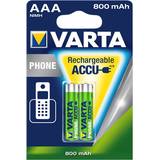 Batterier - Laddningsbara standardbatterier Batterier & Laddbart Varta AAA Accu Rechargeable Phone 800mAh 2-pack