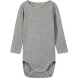 Gråa Bodys Barnkläder Name It Baby Pointelle Langaermet Bodystocking - Grå/Grey Melange (13148823)