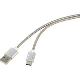 Silver - Skärmad - USB-kabel Kablar Renkforce Steel USB A-USB C 2.0 1m