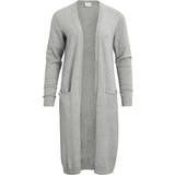 Koftor Vila Long Knitted Cardigan - Grey/Light Grey Melange