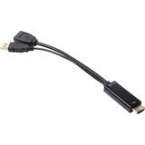 Standard HDMI-Standard HDMI - USB-kabel Kablar Club 3D HDMI/USB A-DisplayPort M-F 0.2m