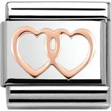 Nomination Composable Classic Link Double Heart Charm - Silver/Rose Gold