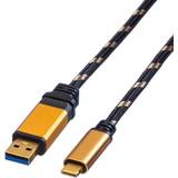 Roline USB A-USB C - USB-kabel Kablar Roline Gold USB A-USB C 3.1 (Gen.2) 1m