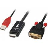 Lindy HDMI-kablar - Röda Lindy HDMI/USB A-VGA 2m