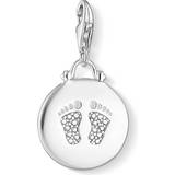 Smycken Thomas Sabo Charm Club Disc Baby Footprint Charm Pendant - Silver/White