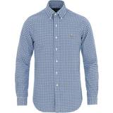 Herr - Oxfordskjortor - Vita Polo Ralph Lauren Custom Fit Oxford Gingham Shirt - Blue/White