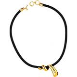 Gummi Halsband Elixa Brass Rubber Necklace - Gold/Black