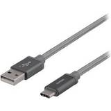 Gråa - USB A-USB C - USB-kabel Kablar Deltaco USB A-USB C 2.0 2m
