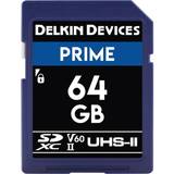 Delkin SDXC Minneskort Delkin Prime SDXC Class 10 UHS-II U3 V60 300/100MB/s 64GB