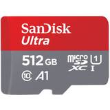 512 GB - U1 Minneskort SanDisk Ultra microSDXC Class 10 UHS-I U1 A1 100MB/s 512GB +Adapter