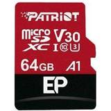 Patriot Minneskort Patriot EP Series microSDXC Class 10 UHS-I U3 V30 A1 100/80MB/s 64GB +Adapter
