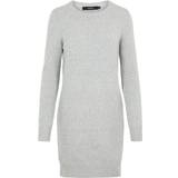 Nylon Klänningar Vero Moda O-Neck Knitted Dress - Grey/Light Grey Melange
