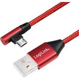 2.0 - Röda Kablar LogiLink Angled USB A-USB Micro-B 2.0 0.3m