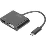 Kablar Digitus USB C-HDMI/VGA 3.1 M-F 0.1m