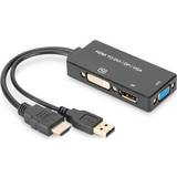 Digitus HDMI-kablar - Skärmad Digitus HDMI/USB A-DisplayPort /VGA/DVI M-F 0.2m
