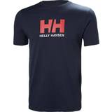 Blåa - Herr T-shirts Helly Hansen Logo T-shirt - Navy