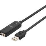 Hane - Hona - USB A-USB A - USB-kabel Kablar Deltaco Prime Active USB A - USB A M-F 2.0 10m