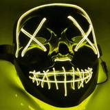 Plast Maskerad Ansiktsmasker El Wire Purge LED Mask Gul