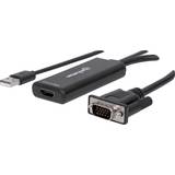 Manhattan Standard HDMI-Standard HDMI - USB-kabel Kablar Manhattan VGA/USB A-HDMI M-F 0.6m