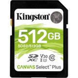 512 GB - SDXC Minneskort & USB-minnen Kingston Canvas Select Plus SDXC Class 10 UHS-I U3 V30 100/85MB/s 512GB