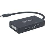 High Speed (4K) - Kabeladaptrar - Standard HDMI-Standard HDMI Kablar Manhattan USB C-DVI/HDMI/VGA M-F 0.1m