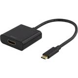 HDMI-kablar - USB C-HDMI Deltaco USB C-HDMI M-F 0.2m