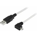 Gråa - USB-kabel Kablar Deltaco USB A - USB Micro-B (angled) 2.0 2m
