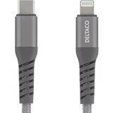 Deltaco USB-USB - USB-kabel Kablar Deltaco Braided USB C-Lightning 1m