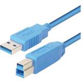 Blåa - USB A-USB B - USB-kabel Kablar Deltaco USB A - USB B 3.0 1m