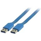 Blåa - USB A-USB A - USB-kabel Kablar Deltaco USB A - USB A 3.0 1m
