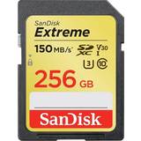 SanDisk 256 GB - SDXC Minneskort SanDisk Extreme SDXC Class10 UHS-I U3 V30 150/70MB/s 256GB