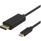 Kablar Deltaco USB C-DisplayPort M-M 1m