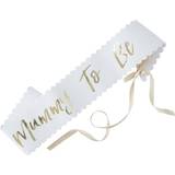 Baby - Guld Fotoprops, Partyhattar & Ordensband Ginger Ray Sash Mummy to Be White/Gold