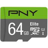PNY 64 GB Minneskort PNY Elite microSDXC Class 10 UHS-I U1 85MB/s 64GB +Adapter