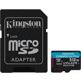 Kingston 512 GB - microSDXC Minneskort Kingston Canvas Go! Plus microSDXC Class 10 UHS-I U3 V30 A2 170/90MB/s 512GB +Adapter