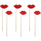 Röda Fotoprops, Partyhattar & Ordensband PartyDeco Photoprops Lips Red 6-pack