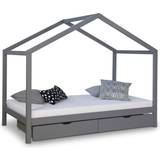 Bruna Barnsängar Barnrum Homestyle4u House Bed Kids Bed Wooden Bed Cot Drawer 90x200cm