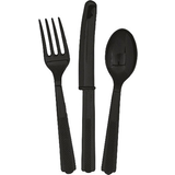 Unique Party Cutlery Assorted Black 18-pack