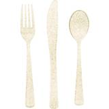 Plastbestick guld Unique Party Cutlery Glitter Gold 18-pack