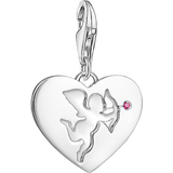 Thomas Sabo Heart with Cupid Silver Charm Pendant w. Corundum - Silver/Red