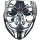 Silver Masker MTK Anonymous Face Mask Guy Fawkes Silver