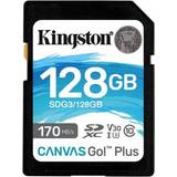 Kingston SDXC Minneskort Kingston Canvas Go! Plus SDXC Class 10 UHS-I U3 V30 170/90MB/s 128GB