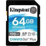 64 GB - SDXC Minneskort Kingston Canvas Go! Plus SDXC Class 10 UHS-I U3 V30 170/70MB/s 64GB
