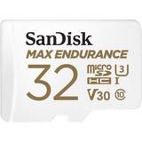 MicroSDHC Minneskort SanDisk Max Endurance microSDHC Class 10 UHS-I U3 V30 100/40MB/s 32GB +SD adapter